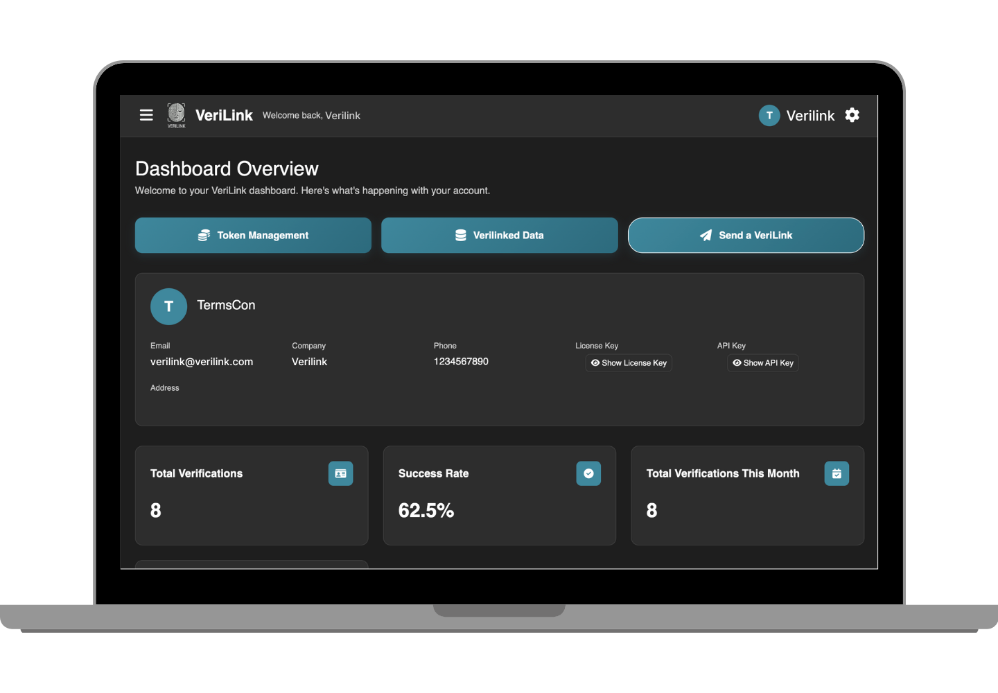 VeriLink Dashboard Overview